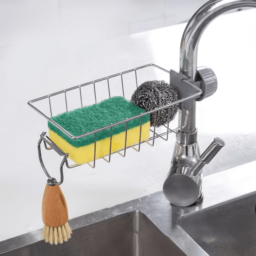 Stainless Steel Adjustable Multifunctional Over Kitchen Sink Caddy